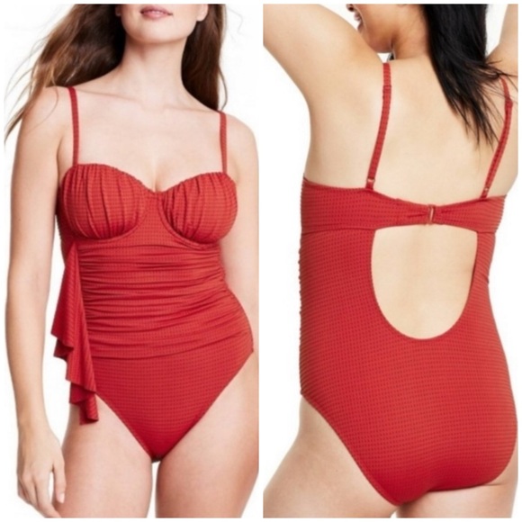 RHODE red textured dot one piece S(4-6) - Picture 1 of 10
